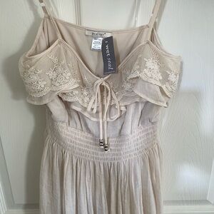 NWT Poetry Beige Lace-Trimmed Dress